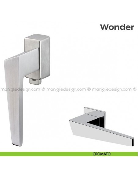 Maniglia per finestra DK con pulsante su placca 113 Wonder Reguitti cromato