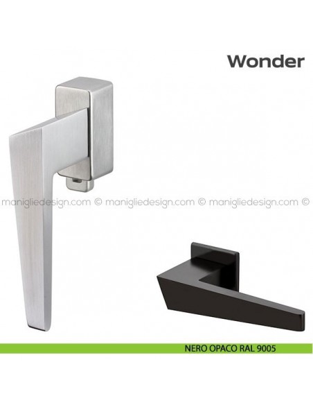 Maniglia per finestra DK con pulsante su placca 113 Wonder Reguitti nero opaco RAL 9005