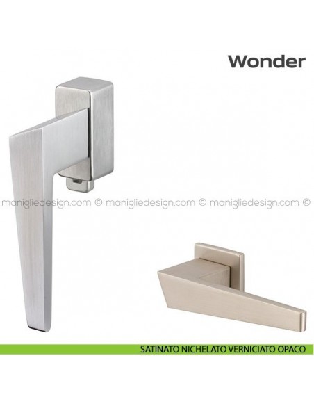 Maniglia per finestra DK con pulsante su placca 113 Wonder Reguitti satinato nichelato opaco
