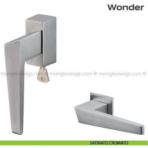 Maniglia per finestra martellina DK con chiave 113 Wonder Reguitti satinato cromato