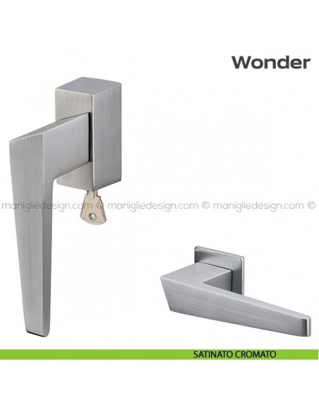 Maniglia per finestra martellina DK con chiave 113 Wonder Reguitti satinato cromato
