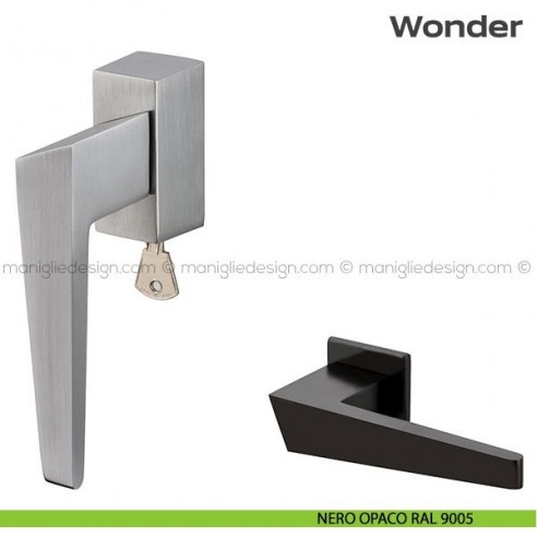 Maniglia per finestra martellina DK con chiave 113 Wonder Reguitti nero opaco RAL 9005