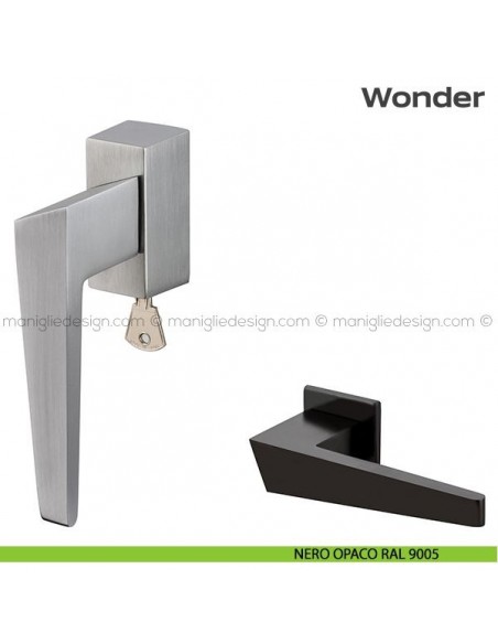 Maniglia per finestra martellina DK con chiave 113 Wonder Reguitti nero opaco RAL 9005