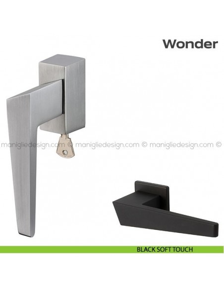 Maniglia per finestra martellina DK con chiave 113 Wonder Reguitti nero soft touch