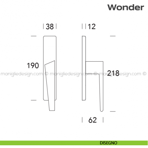 Maniglia per finestra cremonese 133 Wonder Reguitti disegno