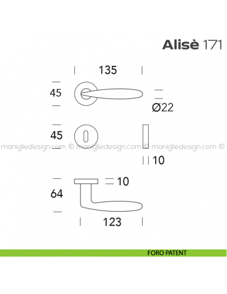 Maniglia per porta 171 Alisè Reguitti foro patent