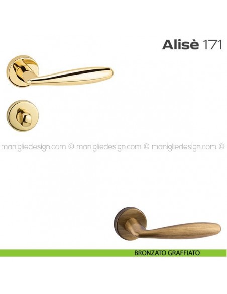 Maniglia per porta con nottolino 171 Alisè Reguitti bronzato graffiato