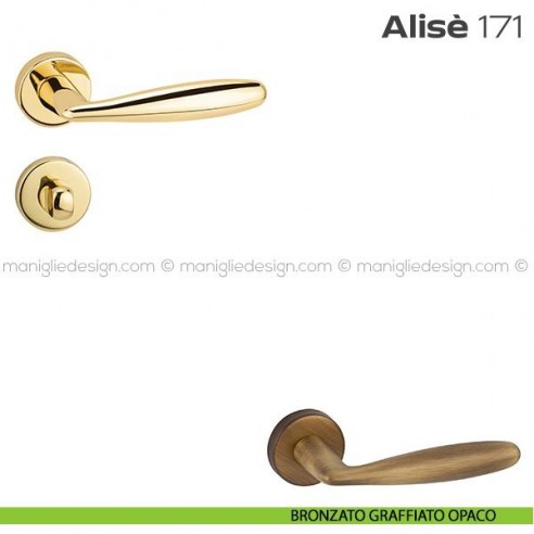 Maniglia per porta con nottolino 171 Alisè Reguitti bronzato graffiato opaco