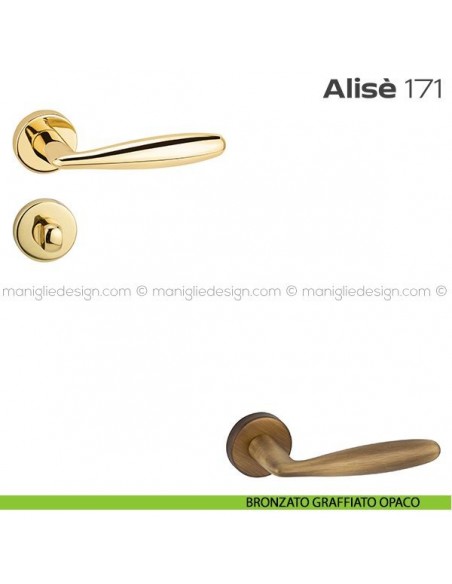 Maniglia per porta con nottolino 171 Alisè Reguitti bronzato graffiato opaco