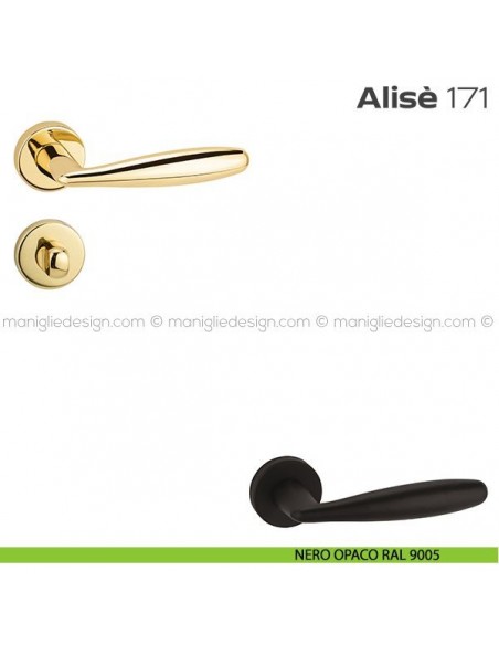 Maniglia per porta con nottolino 171 Alisè Reguitti nero opaco RAL 9005