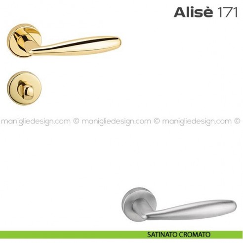 Maniglia per porta con nottolino 171 Alisè Reguitti satinato cromato