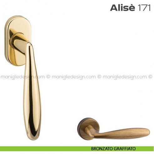 Maniglia per finestra martellina 171 Alisè Reguitti bronzato graffiato