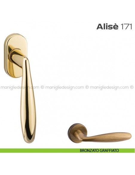 Maniglia per finestra martellina 171 Alisè Reguitti bronzato graffiato