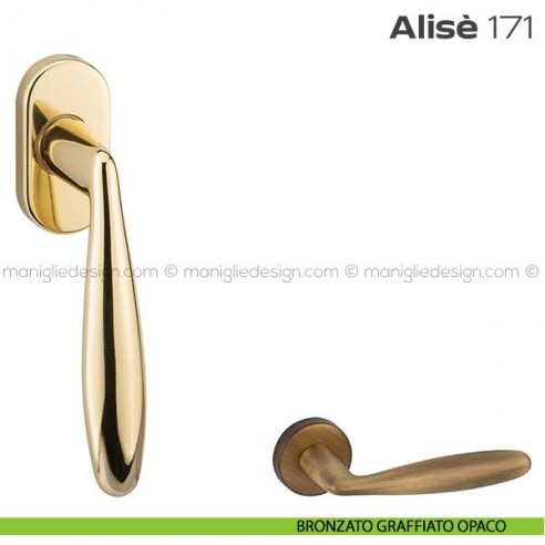 Maniglia per finestra martellina 171 Alisè Reguitti bronzato graffiato opaco