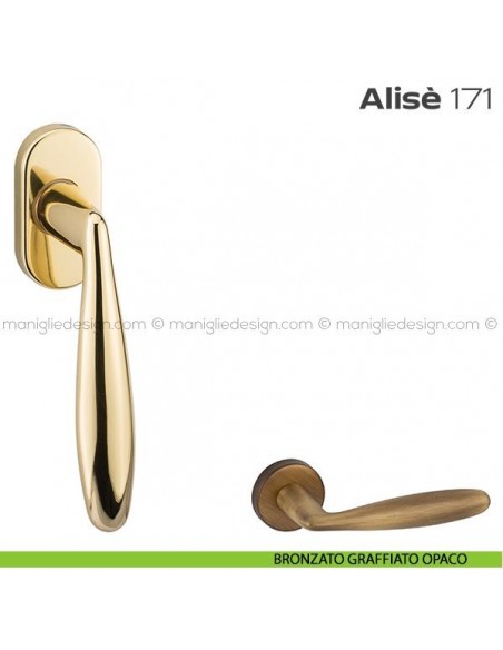 Maniglia per finestra martellina 171 Alisè Reguitti bronzato graffiato opaco