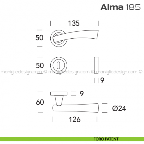 Maniglia per porta 185 Alma Reguitti foro patent