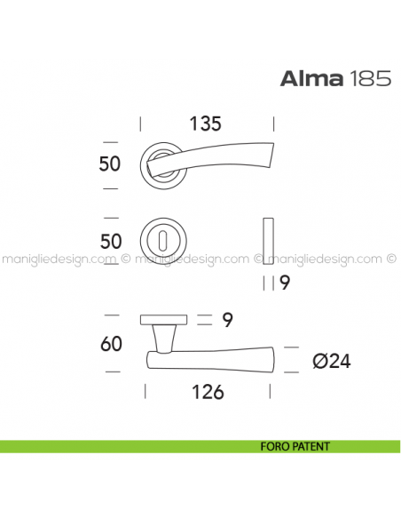 Maniglia per porta 185 Alma Reguitti foro patent