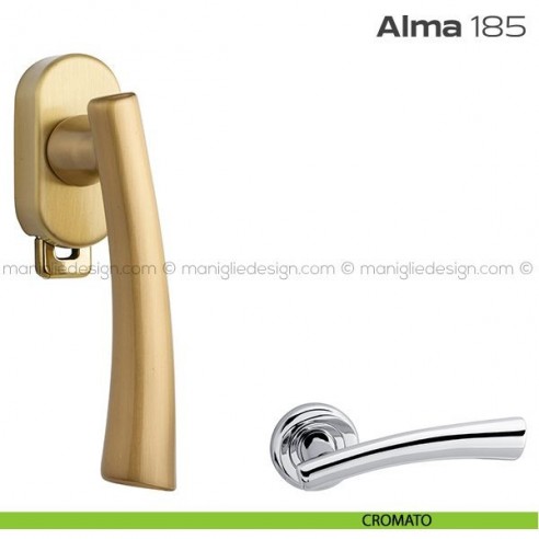 Maniglia per finestra DK con pulsante su placca 185 Alma Reguitti cromato