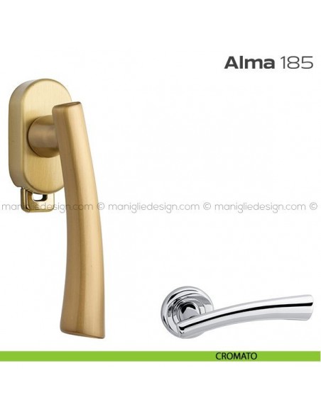 Maniglia per finestra DK con pulsante su placca 185 Alma Reguitti cromato