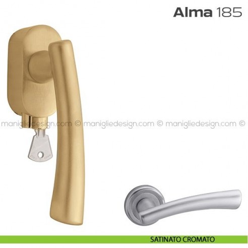Maniglia per finestra martellina DK con chiave 185 Alma Reguitti cromato satinato