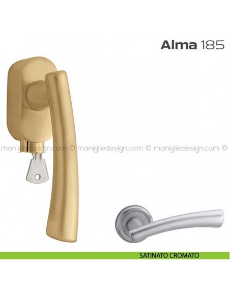 Maniglia per finestra martellina DK con chiave 185 Alma Reguitti cromato satinato