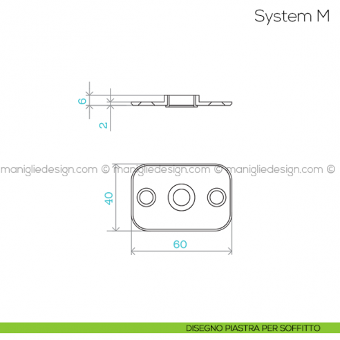 System M Fritsjurgens cerniera per porta a bilico - disegno piastra per soffitto