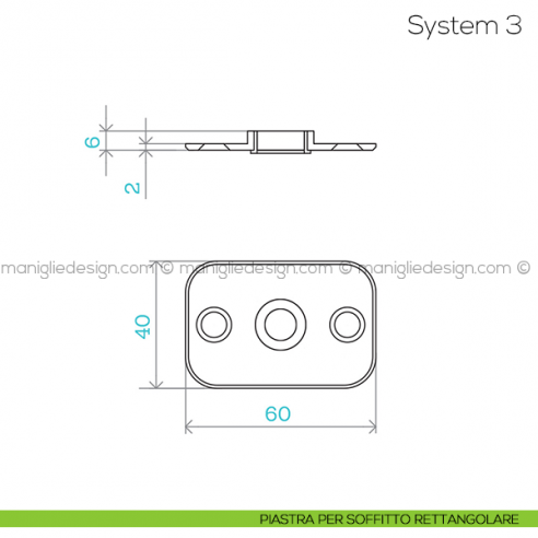 System 3 FritsJurgens piastra soffitto rettangolare