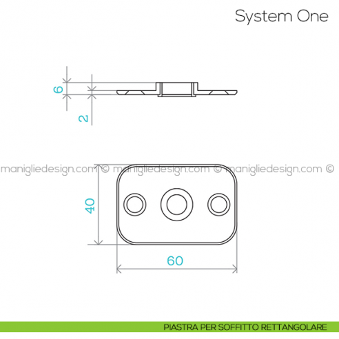 System One FritsJurgens piastra soffitto rettangolare