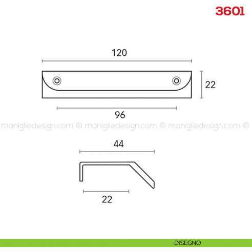 Maniglia per mobile 3601 Mital disegno