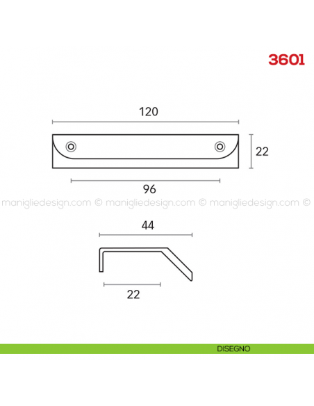 Maniglia per mobile 3601 Mital disegno