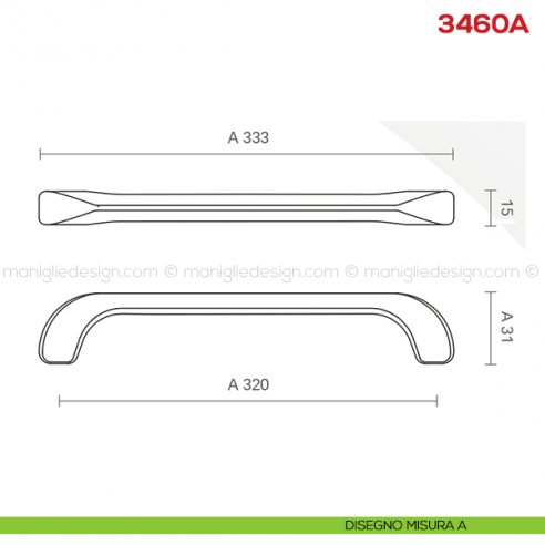 Maniglia per mobile 3460 Mital disegno misura A