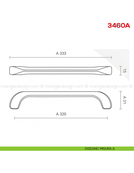 Maniglia per mobile 3460 Mital disegno misura A
