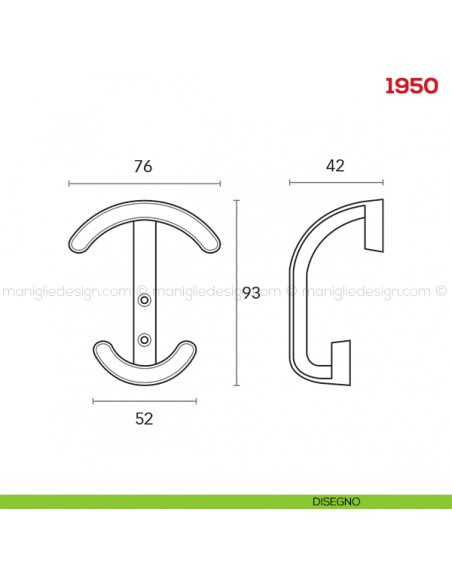Appendiabiti a parete in metallo Mital 1950 disegno
