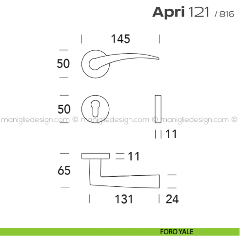 Maniglia per porta 121 Apri T. Reguitti foro yale