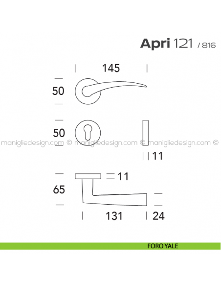 Maniglia per porta 121 Apri T. Reguitti foro yale