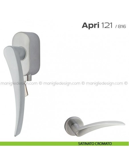 Maniglia per finestra DK con chiave su placca 121 Apri T. Reguitti satinato cromato