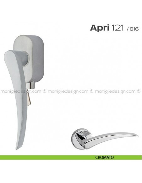 Maniglia per finestra DK con chiave su placca 121 Apri T. Reguitti cromato