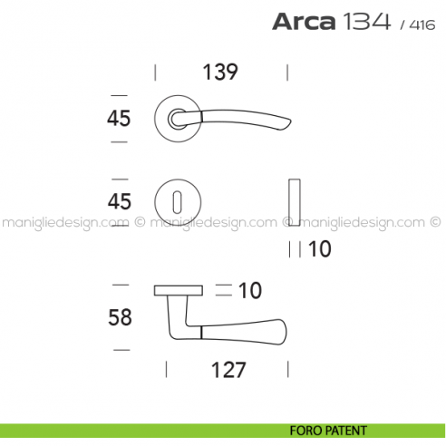 Maniglia per porta 134 Arca Reguitti foro patent