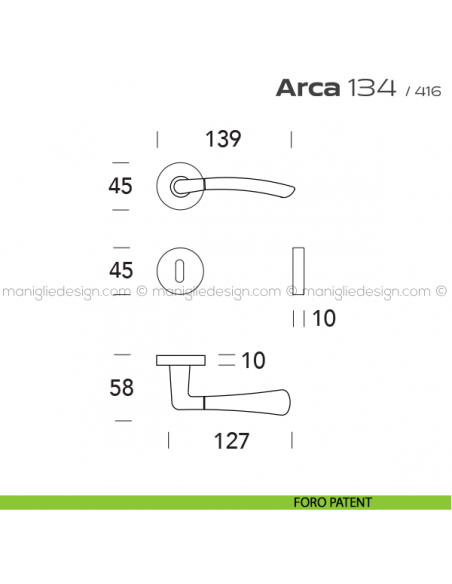 Maniglia per porta 134 Arca Reguitti foro patent