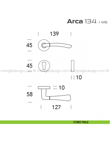 Maniglia per porta 134 Arca Reguitti foro yale