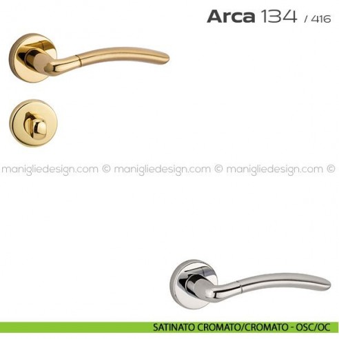 Maniglia per porta con nottolino 134 Arca Reguitti satinato cromato/cromato