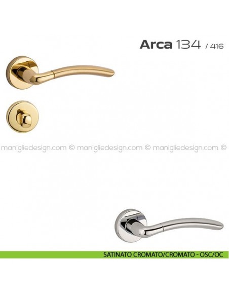 Maniglia per porta con nottolino 134 Arca Reguitti satinato cromato/cromato