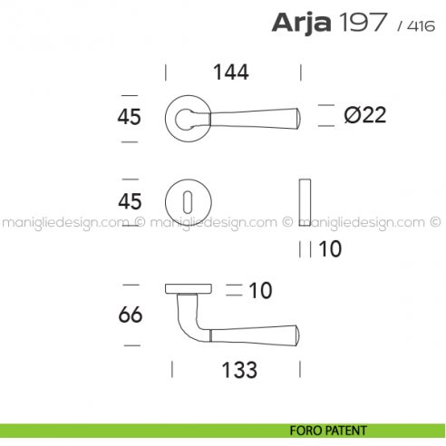 Maniglia per porta 197 Arja Reguitti foro patent