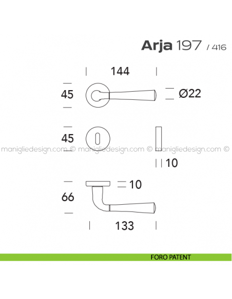 Maniglia per porta 197 Arja Reguitti foro patent