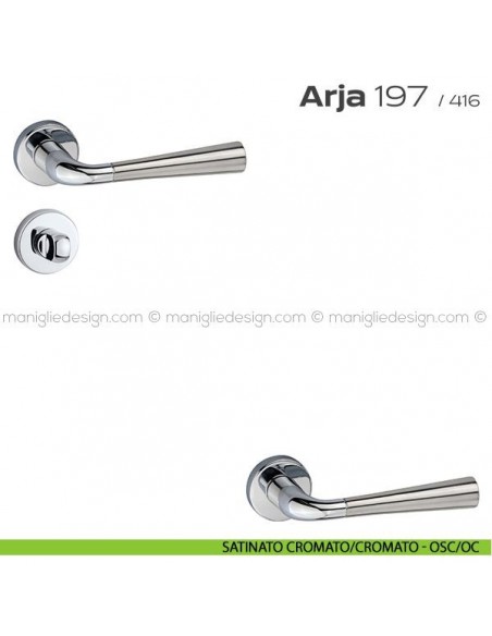 Maniglia per porta con nottolino 197 Arja Reguitti satinato cromato/cromato