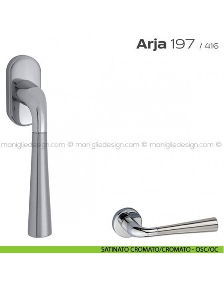 Maniglia per finestra martellina 197 Arja Reguitti satinato cromato/cromato