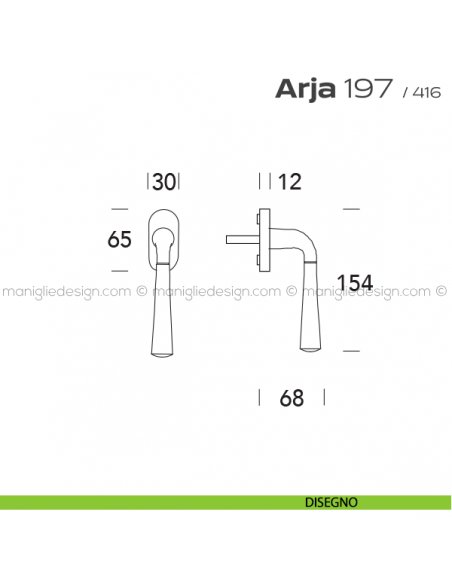 Maniglia per finestra martellina 197 Arja Reguitti disegno