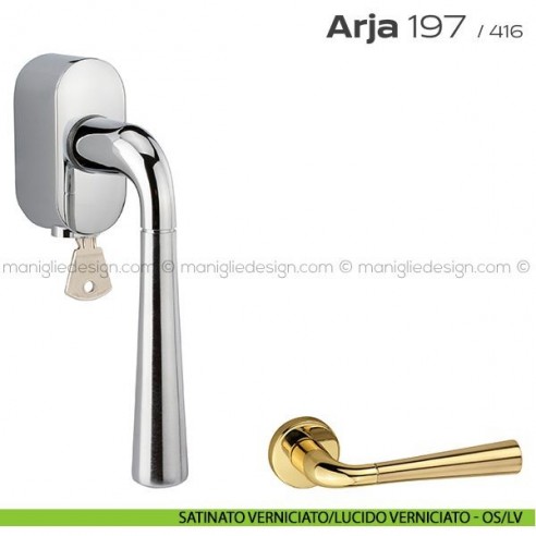 Maniglia per finestra martellina DK con chiave 197 Arja Reguitti satinato verniciato/lucido verniciato