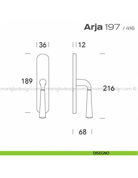 Maniglia per finestra cremonese 197 Arja Reguitti disegno