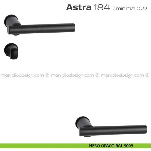 Maniglia per porta con nottolino 184 Astra Minimal Reguitti nero opaco RAL 9005
